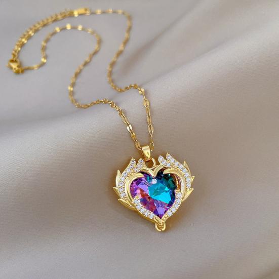 Yousheng Женское ожерелье с подвеской в виде сердца, регулируемый дизайн, невыцветающее ослепительное красочное ожерелье, свадебные украшения, подарок