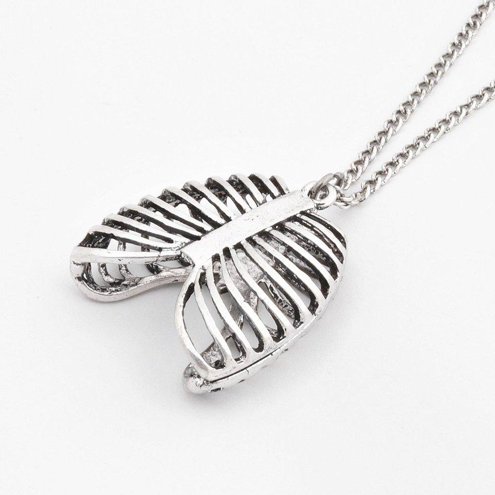 Fashion Gothic Vinage Rib Cage Necklace Anatomical Skeleton Heart Goth Punk Unique Retro Pendant Necklace Jewelry for Men/women