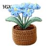 Handmade Knitted Potted Plant Crocheted Flower Plant, Artificial Yarn Ornament, Vibrant Multi-color Soft Ornament Desktop for Car Dashboard