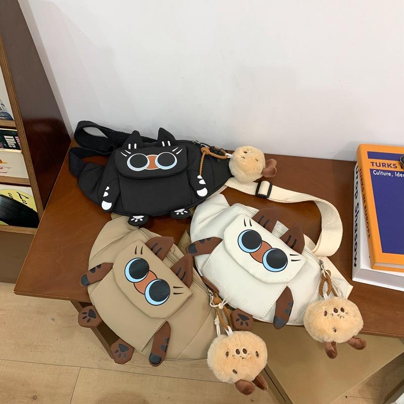 Сумка на груди с изображением кошки, женская сумка через плечо для улицы, сумка для мобильного телефона, маленькая сумка через плечо для девочек