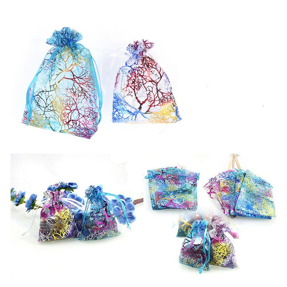 Packaging Pouches Wedding Favor Wrapping Supplies Hot Stamping Organza Bag Drawstring Candy Pouch