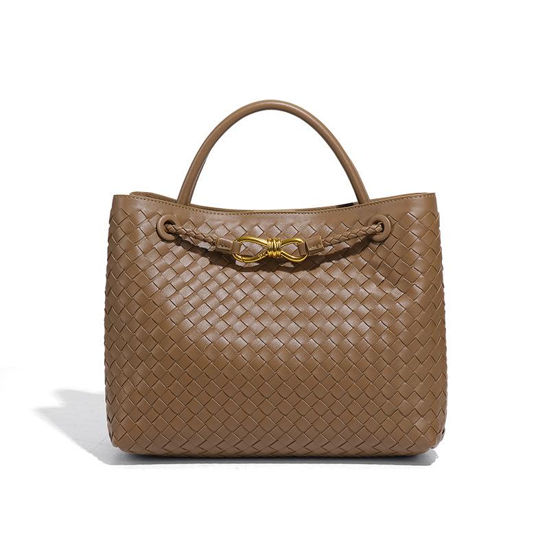 New Gold Buckle Women's Handmade Woven Bag  Versatile Commuting Handbag  Fashionable Casual Shoulder Crossbody Bag