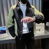 Contrasting Colors Spliced Jackets Spring Autumn Young Style Men's Clothing Turn-down Collar Basic Casual Single-breasted Coats