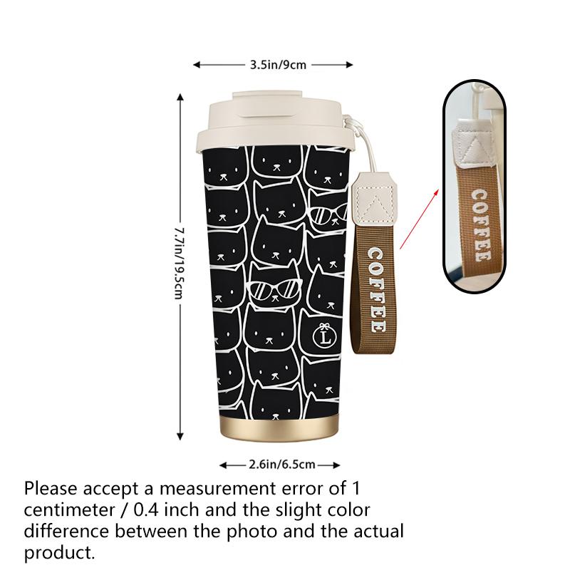 Coffee Mug 532ml Cat Avatar Element Lanyard Insulated Cup Outdoor Cup Car Cup Lightweight Cup Hot Cold Cup