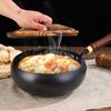 Traditional Forged Iron Wok with Wooden Lid Non-Stick Uncoated Iron Pan Japanese Cookware for Gas Induction & Electric Stoves
