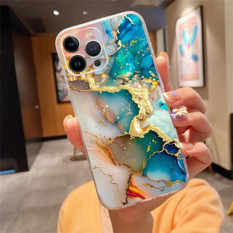 Чехол для телефона Carcasa Funda Для iPhone 16 15 13 14 11 12 Pro Max 16 14 12 13 Pro 15 Plus 16E Мраморный чехол