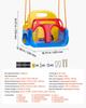 VEVOR 3-in-1 Baby Swing Seat 136 kg Capacity Toddler Swing Red/Yellow/Blue, for Indoor & Outdoor Playground, with Adjustable Ropes and Snap Hooks