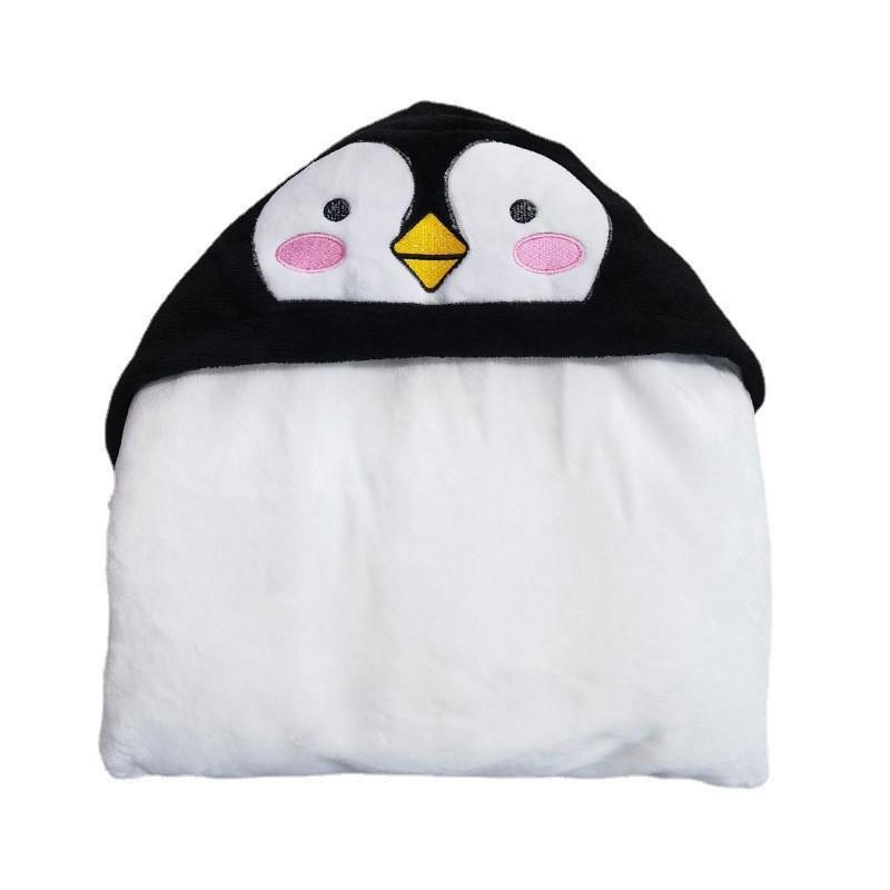 Накидка с капюшоном, животное ленивец, пингвин, як, двустороннее одеяло с вышивкой из мультфильма, фланелевое одеяло, носимая теплая накидка, домашнее пальто