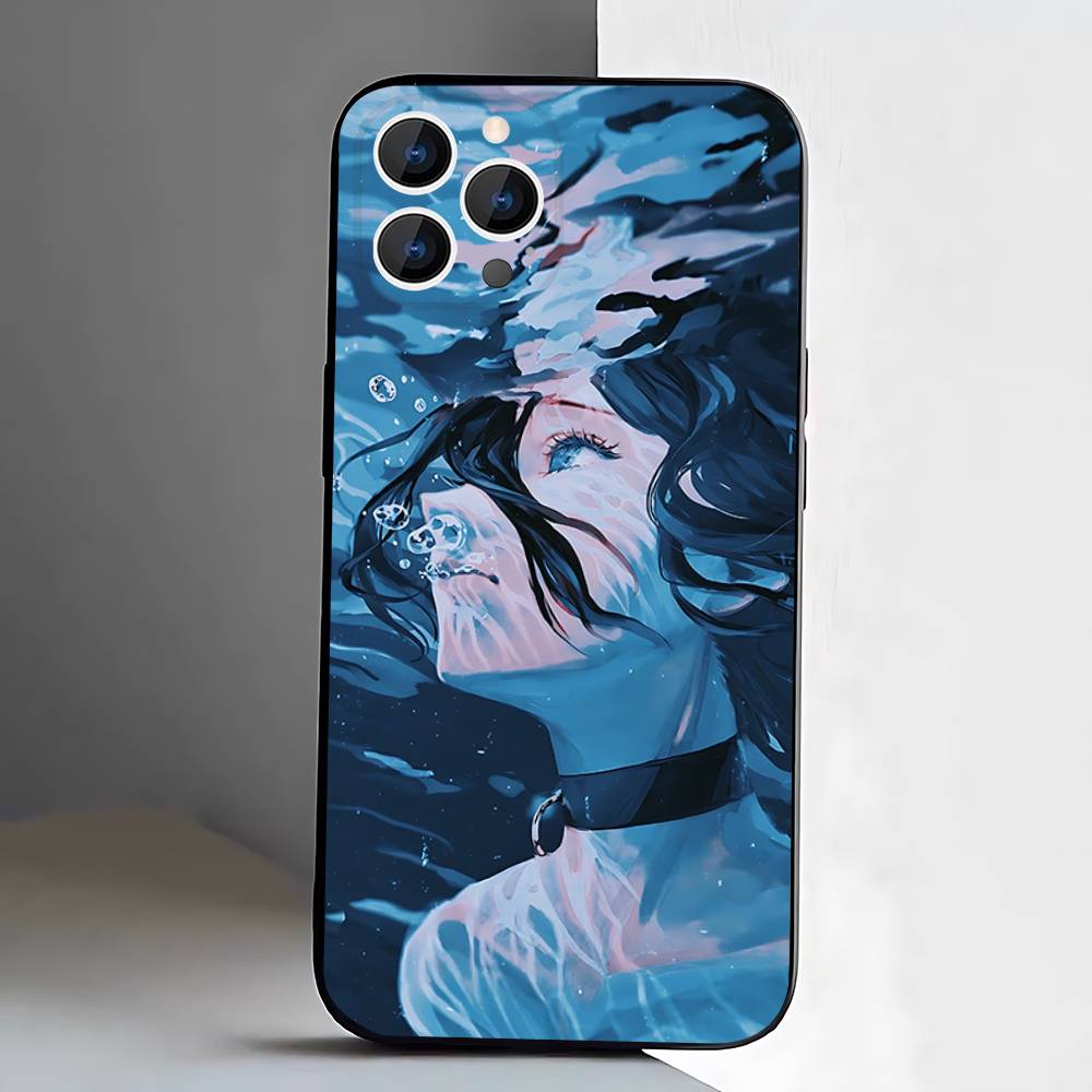 Чехол для телефона C-Chainsaw Man Reze для iPhone 17,16,15,14,13,12,11,Pro,XS,Max,XR,Plus,E,SE4,Mini Черный Мягкий Чехол
