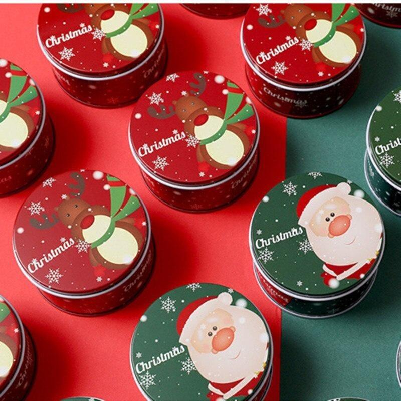Металлическая круглая коробка для конфет, рождественский подарок, детская железная жестяная коробка, подарочная коробка Санта-Клауса, милая мини-жестяная коробка, подарочная жестяная коробка для ювелирных изделий