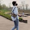 Женская свободная рубашка с неровным низом, повседневная, однотонная, с длинным рукавом, тонкая
