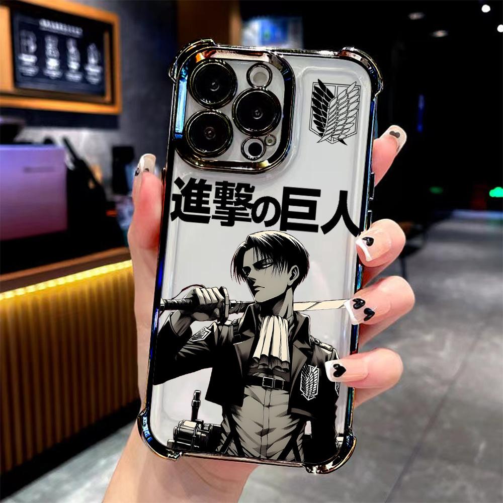 Чехол для телефона в стиле аниме Attack on Titan Для iPhone 17 16 15 14 13 12 11 Pro Max X XR XSMax Mini Air Plus Защита от падения Подушка безопасности Атака титанов Леви Покрытие