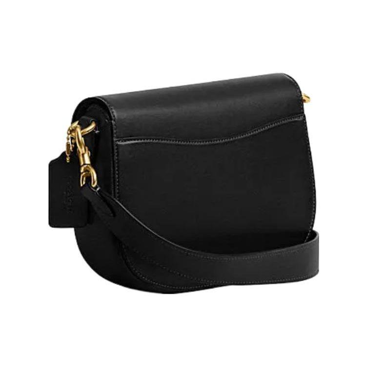 Coach Harley 22 Solid Color Flap Hardware Buckle Leather Saddle Bag Crossbody Shoulder Bag Small Women Bags Black CM705-B4BK