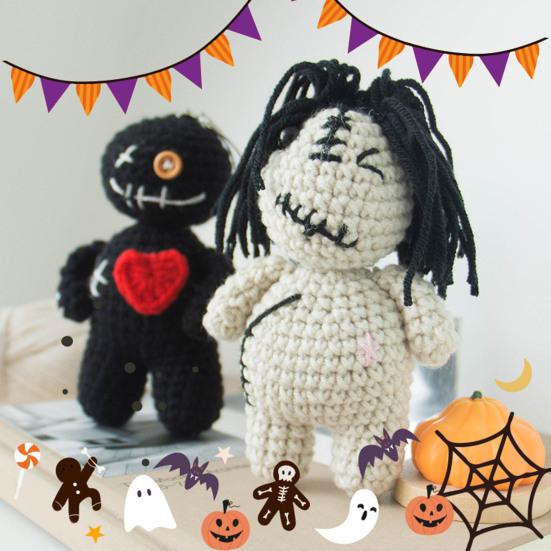 Funny Positive Voodoo Doll Inspirational Handmade Crochet Doll Gifts Emotional Support Stuffed Plush Doll with Card for Friend Coworker Sister