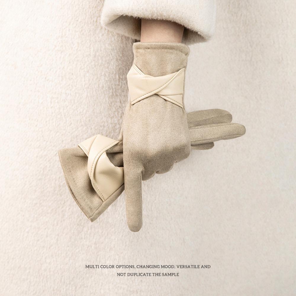 Мягкие зимние замшевые перчатки Толстые женские велосипедные варежки Универсальные перчатки из искусственной кожи Девочки