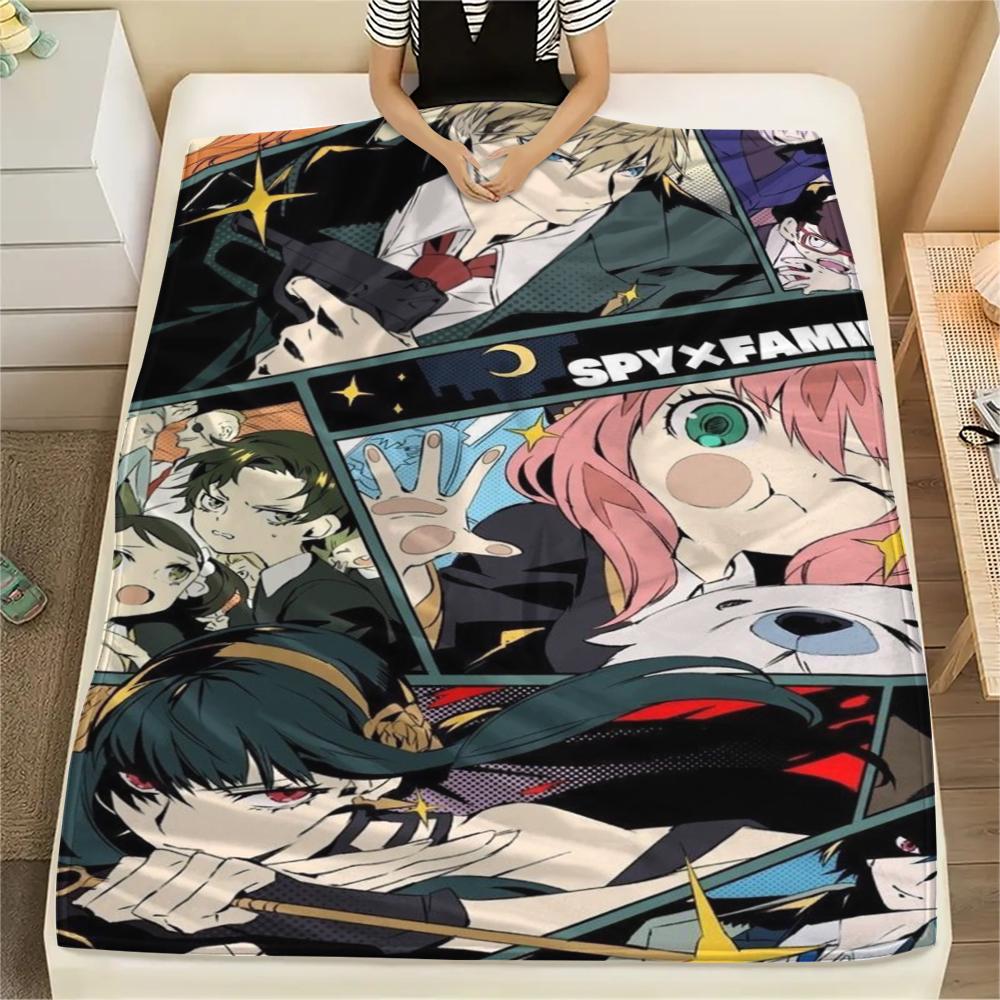 SPY×FAMILY Warm Printed Flannel Blanket for Home Decor Bed Sofa Chair Comfortable Outdoor Picnic Travel Blanket -xia47