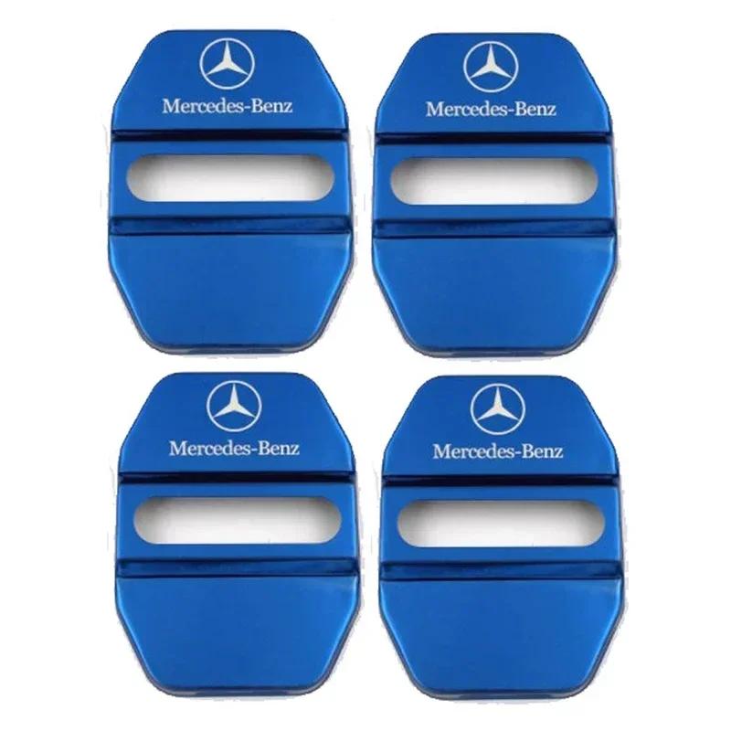 DCGO2 4PCS Stainless steel Car Emblem Door Lock Covers for Mercedes Benz CLA CLS GLE GLC GLS GLK W212 W205 W213 W203 W204 W211 E200