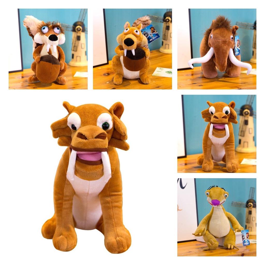 Soft And Huggable Squirrel, Sloth, And Saber-toothed Tiger Plush Toys Pack Of 3