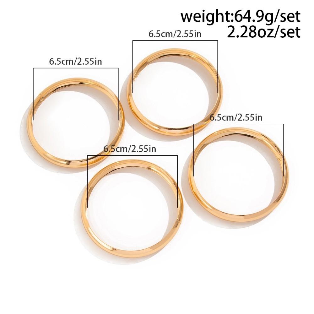 New Gold Silver Color Multilayer Bangles Punk Round Smooth Metal Bracelets Set Geometric Wide Stackable Bangles Jewelry