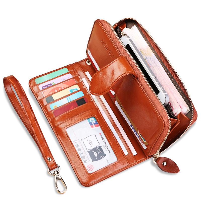 Women 3 Fold Wallet Money Clip High Quality Wristlet Clutch Leather Long Purse Female Card Holder