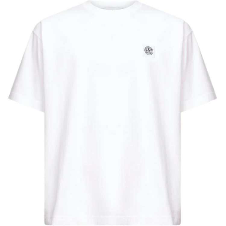 STONE ISLAND Ss26 Однотонная ребристая футболка с круглым вырезом и коротким рукавом Мужские топы L1S152100030S0115V0001