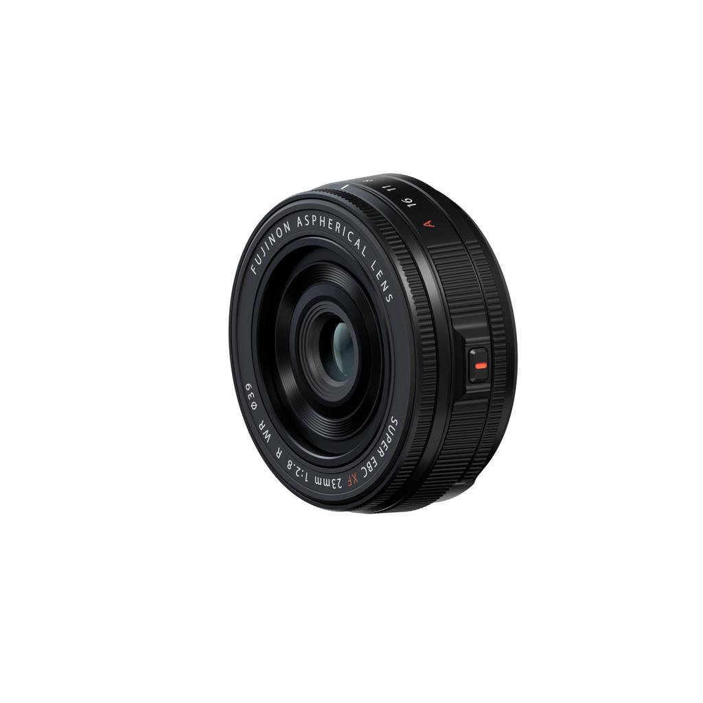 Fujifilm interchangeable Fujinon fixed focal 23mm aperture F R WR B X-series lens, series, length, semi-wide-angle, compact, F2.8, dustproof,