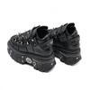New Punk Style Women Shoes Lace-up Heel Height 6CM Platform Shoes Woman Gothic Ankle Rock Boots Metal Decor Woman Sneakers