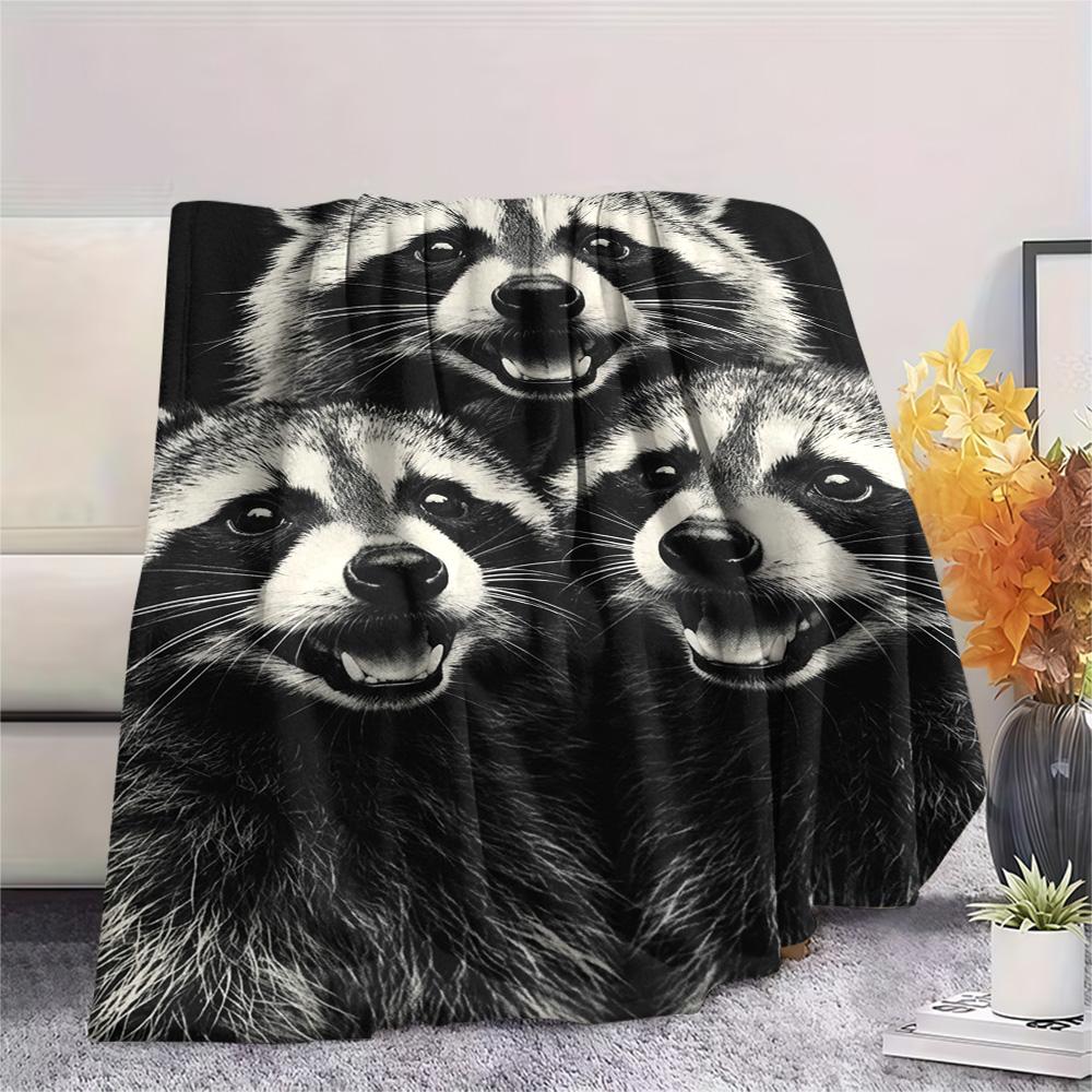 1PC Small animals gather Print FlAannel Blanket, High quality Comfortable for All Seasons, Home Decor, Warmth and Comfort