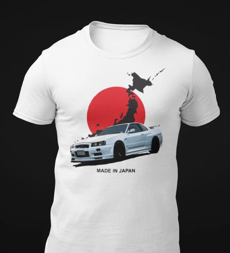 Футболка с коротким рукавом унисекс Nissan Skyline R34 GTR, 100% хлопок, мужские футболки, топ