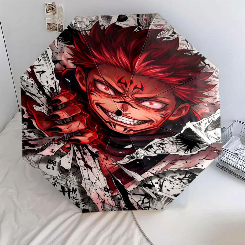 1 PC Automatic Folding Umbrella - Jujutsu Kaisen Pattern Portable Foldable Design With 8 Ribs Christmas Birthday Gifts