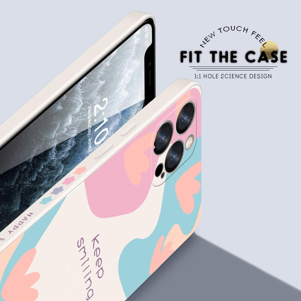 Чехол для телефона с мультяшным красочным узором и квадратным жидким силиконом TPU с полным покрытием для камеры, противоударный защитный чехол для OPPO Reno Realme