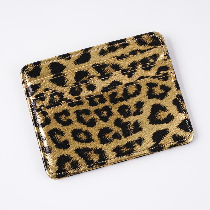Women Leopard Print Card Wallet PU Leather Multi Slot ID Credit Card Holder Case Ultra Thin Card Sleeve