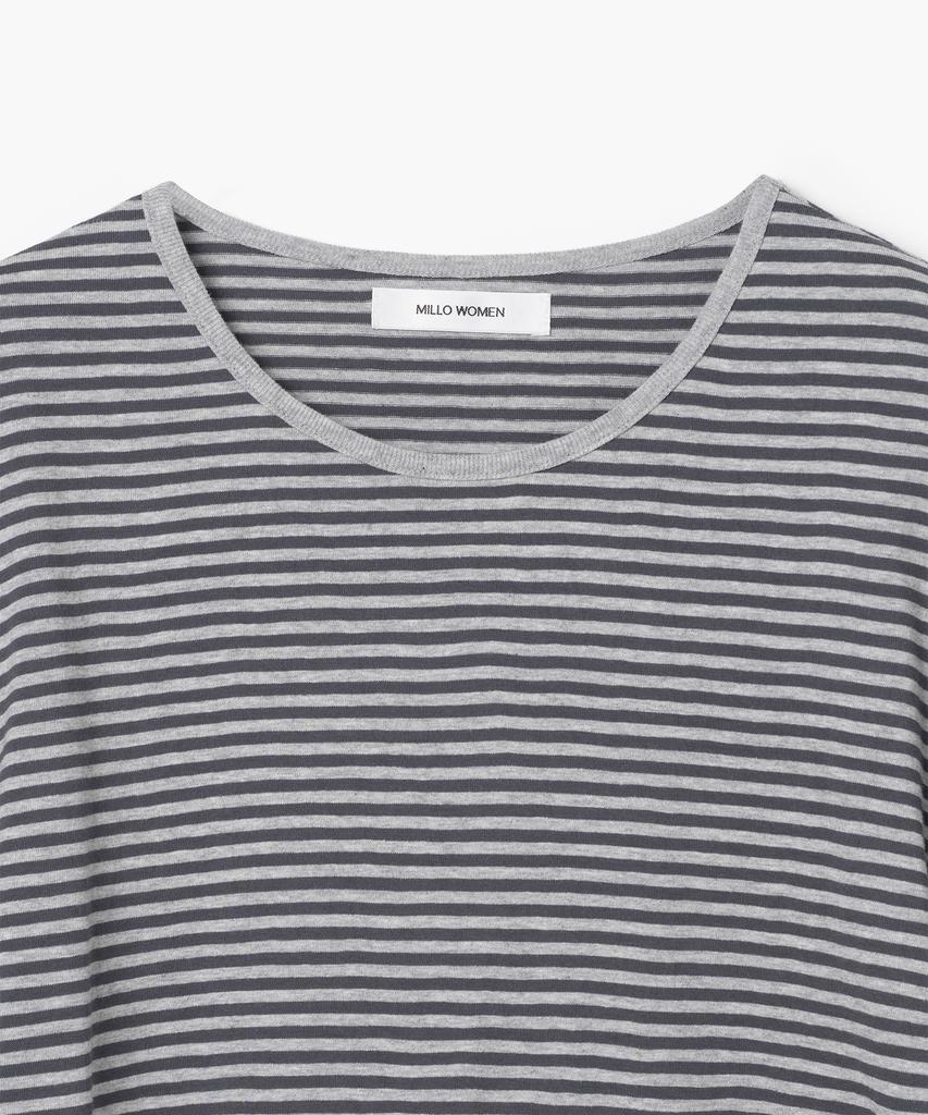 MILLO WOMEN Cutout Striped T-Shirt [Melange Gray]