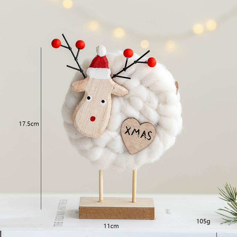 Wool Felt Nordic Ornaments Wood Christmas Tree Elk Old Man Snowman Sheep Felt Ornaments Xmas Decorations For Home Doll Decor