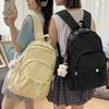 School Bag Large Capacity School Bag Women's New Backpack Lightweight Nylon Solid Color Middle School Student Backpack