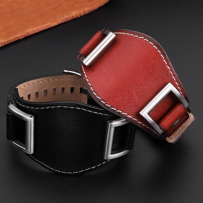 Ремешок из коровьей кожи Для часов Fossil JR1157 Ремешок 24 мм Мужской ремешок для часов Высококачественный кожаный браслет Ретро-стиль Черный Коричневый