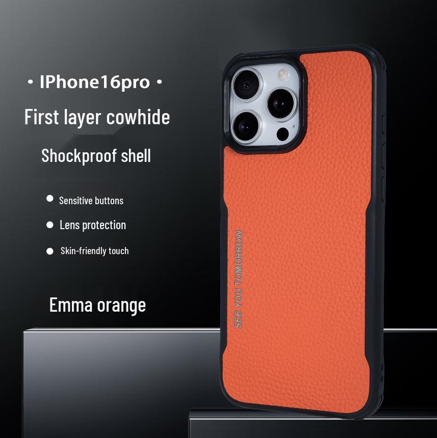 Премиальный кожаный защитный чехол для iPhone 17 Air, Apple 16 ProMax и 15/14