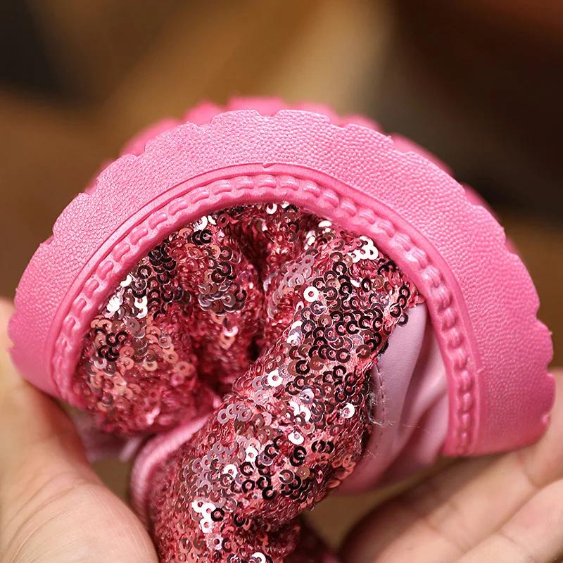 Winter Fashion Children Shoes Girls Boots with Glitter Princess Cute Rabbit Baby Toddler Snow Boots New Kids Short Boots G09041