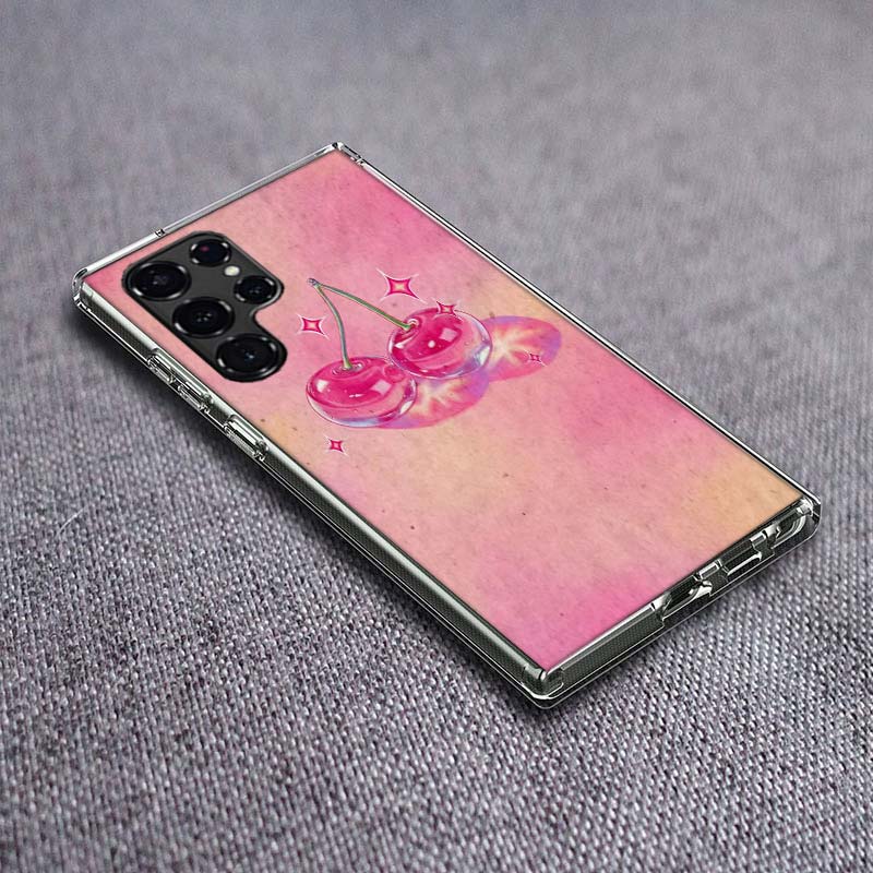 Чехол с вишневым бантом для Samsung Galaxy S24 S23 S21 S20 FE S22 S26 Ultra S25 Edge S10 Plus Прозрачный ТПУ Чехол Оболочка Coque Sho