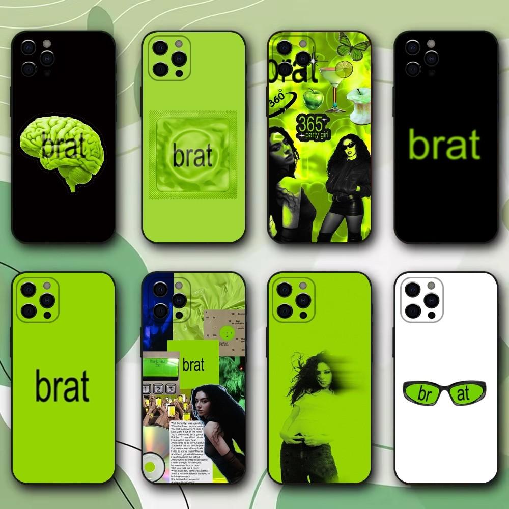 Чехол для телефона B-Brat C-Charli XCX для iPhone 15,14,13,12,11,Pro,X,XS,Max,XR,Plus,Mini Мягкий черный чехол