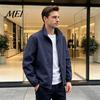 Solid Color Slim Fit Jacket Men Windbreaker Jacket, Windproof Waterproof Stand Collar Coat, Casual Zip-up Fashionable Layering Tops for with Zippered