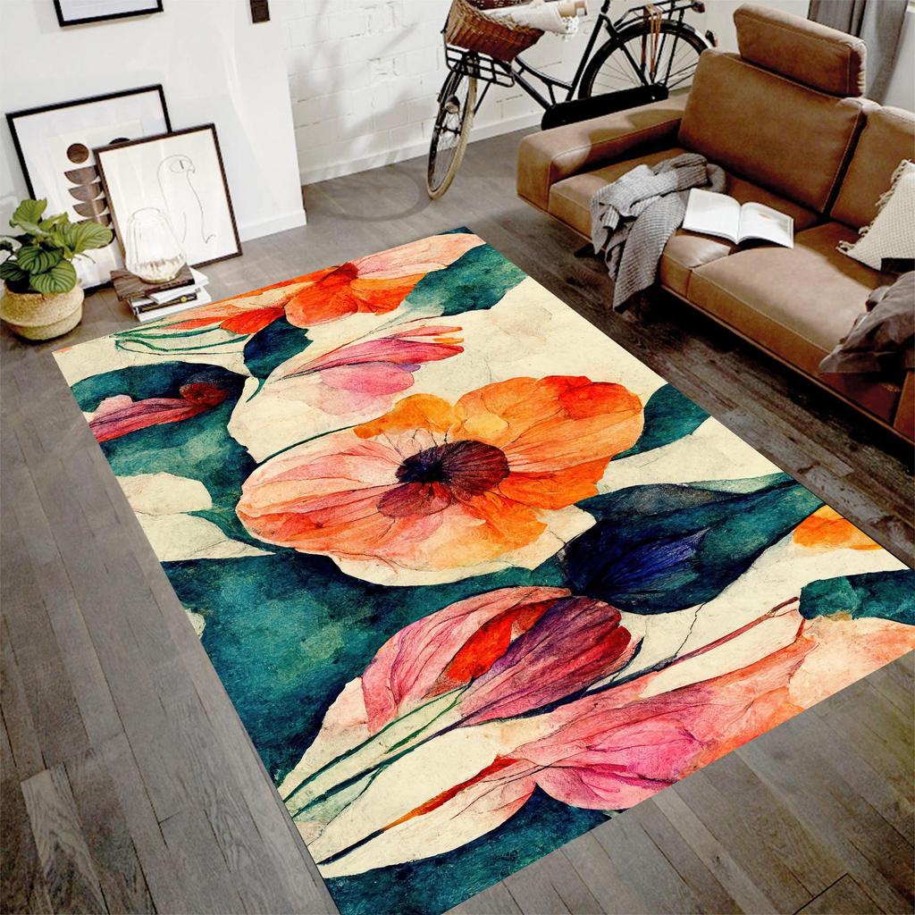 EPeddler Home Современный цветочный узор Цифровая печать Моющаяся нескользящая кожаная основа Новое поколение Ковер для гостиной, прихожей, спальни