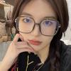 Ultra-Light Tr90 Large Square Frame Glasses Women's Plain Artistic Glasses Frame with Myopia Glasses Glasses Anti-Blue Light Glasses Frame