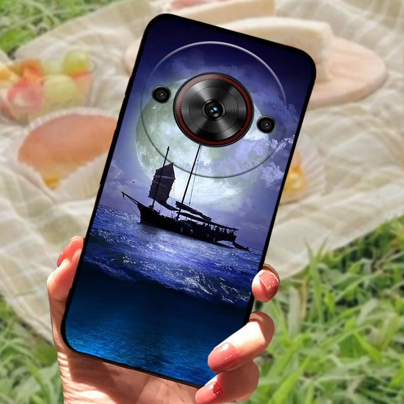 Чехол-бампер для ZTE Nubia Focus 5G, силиконовый, мягкий, с рисунком мрамора, черный, защитный