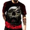 European and American Popular New Horror Skull Digital Printed T-shirt with Retro Street Style Men's T-shirt Pattern