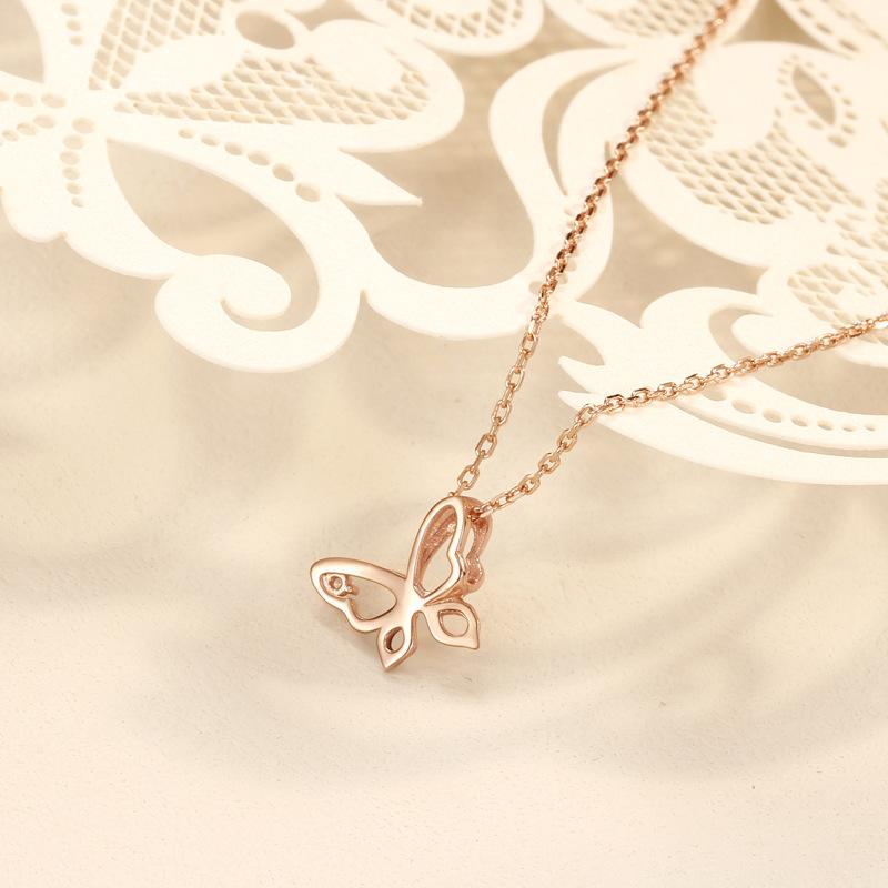 Qingkong Butterfly Necklace Femininity Girlfriend Pendant Niche Mori Versatile Ins Style Jewelry Premium Durable