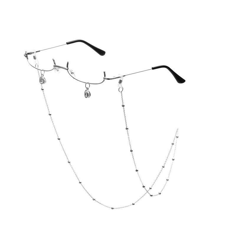 Two-Dimensional Element Lensless Metal Half-Frame Glasses Female Pure Desire Wind Japanese Soft Girl Cos Glasses With Chain