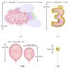 Набор для украшения торта на 3-й день рождения «Воздушный шар» Топпер для торта на третий день рождения с радужными звездами Топпер для торта «Три года»