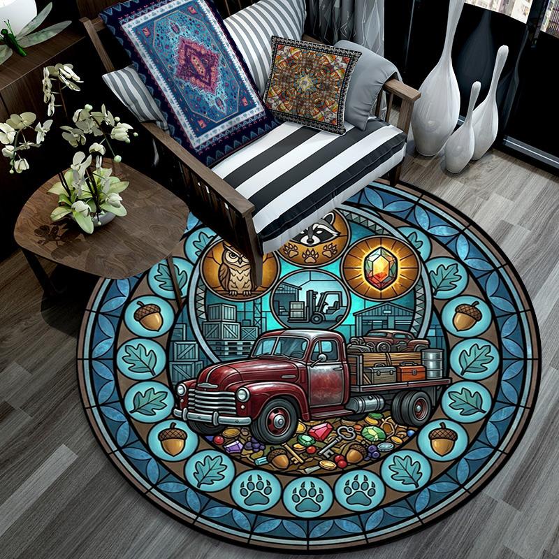 Automotive Glass Art Round Area Rug Under Office Chairs Bedroom Living Room Home Decor