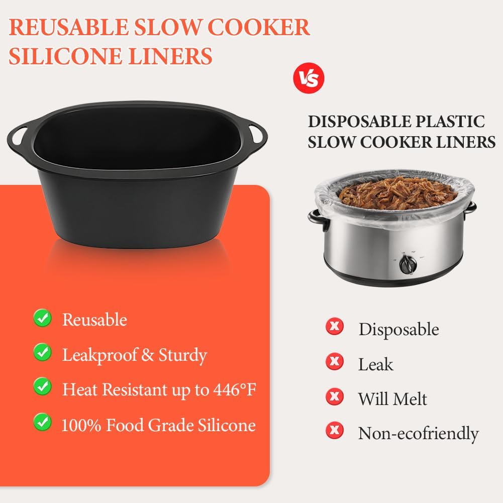 Silicone Slow Cooker Liners Compatible with Ninja Possible Cooker Pro 8.5 Quart